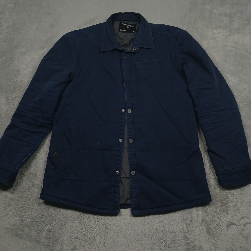 Beardedgoat‎ Shacket Mens Large BLue Snap Button Outdoor Biking Casual